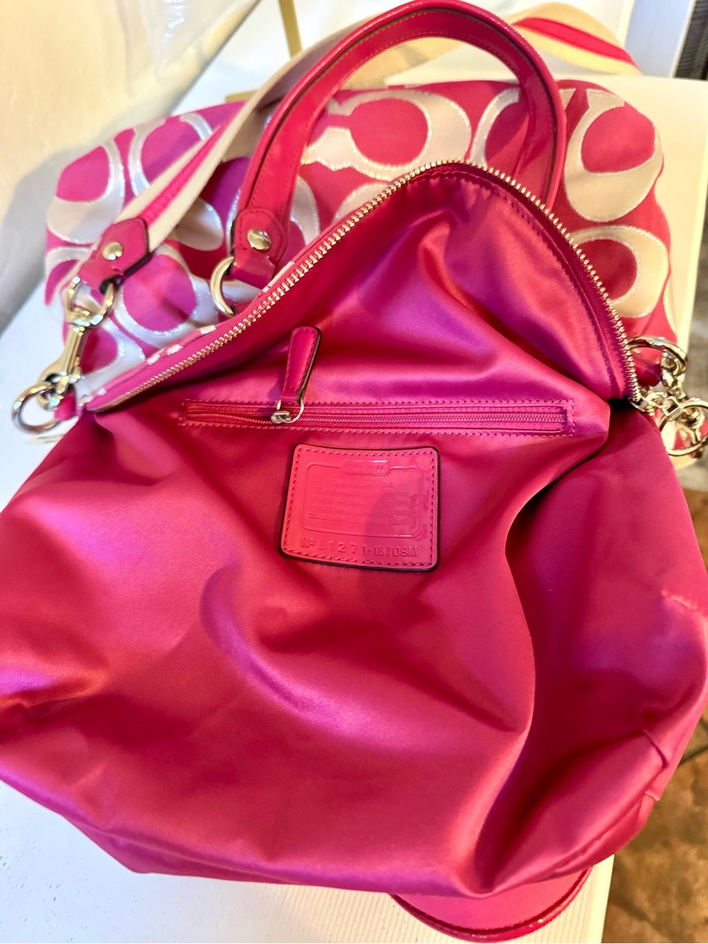 Coach 2012 Poppy Signature Lurex C Outline Satchel Bag 18709M - EUC - Picture 6 of 16